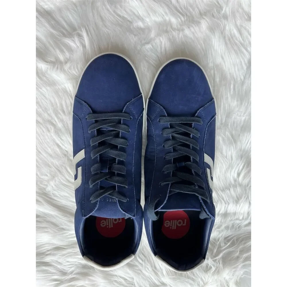 🆕 Rollie Men's Navy Prime Nubuck Sneakers Size 9 Casual Lace Up Shoes leather